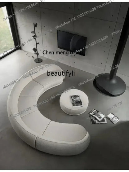 ss 8350  Italian Minimalist Modern Light Luxury Arc Semicircle Fabric French Sofa for Multi-User