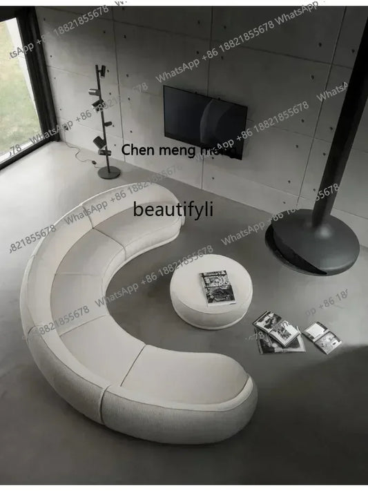 ss 8350  Italian Minimalist Modern Light Luxury Arc Semicircle Fabric French Sofa for Multi-User