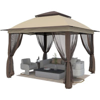 11'X11' Gazebo Pop Up with 4 Sidewalls Mosquito Netting, Heavy Duty Patio Gazebo Canopy Tent with Double Air Roofs for Backyards