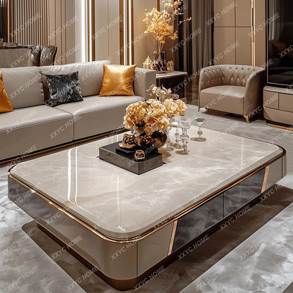 Light luxury large coffee table microcrystalline stone modern living room marble coffee table