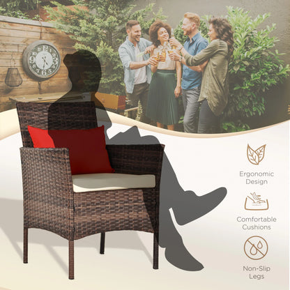 3 Piece Patio Conversation Bistro Set, Porch Balcony Furniture Set Outdoor Chat Furniture, Wicker Chairs and Storable Table Set