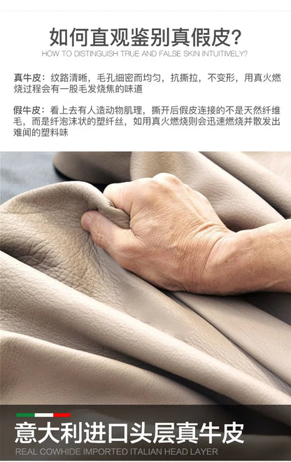 G80 Leather sofa modern simple living room first layer cowhide combination latex straight row corner