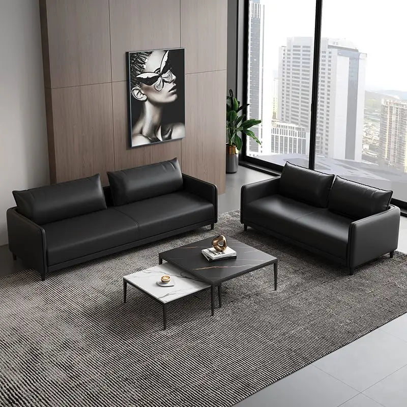 Office sofa business reception modern simple small meeting guests negotiate leather sofa office sofa coffee table combination