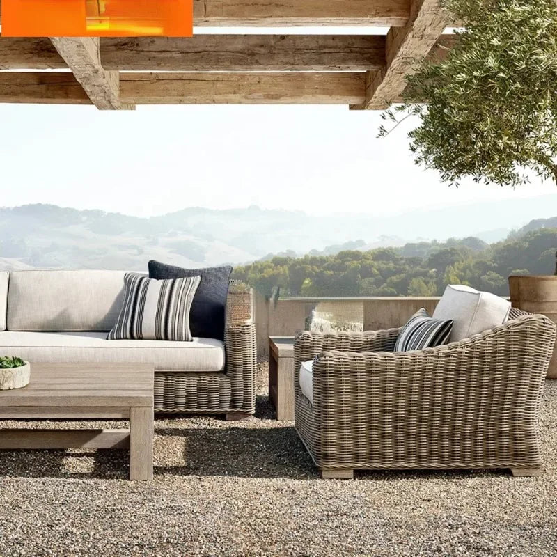 Hot Sales Luxury Modern Waterproof Outdoor Wicker Balcony Aluminum Frame
