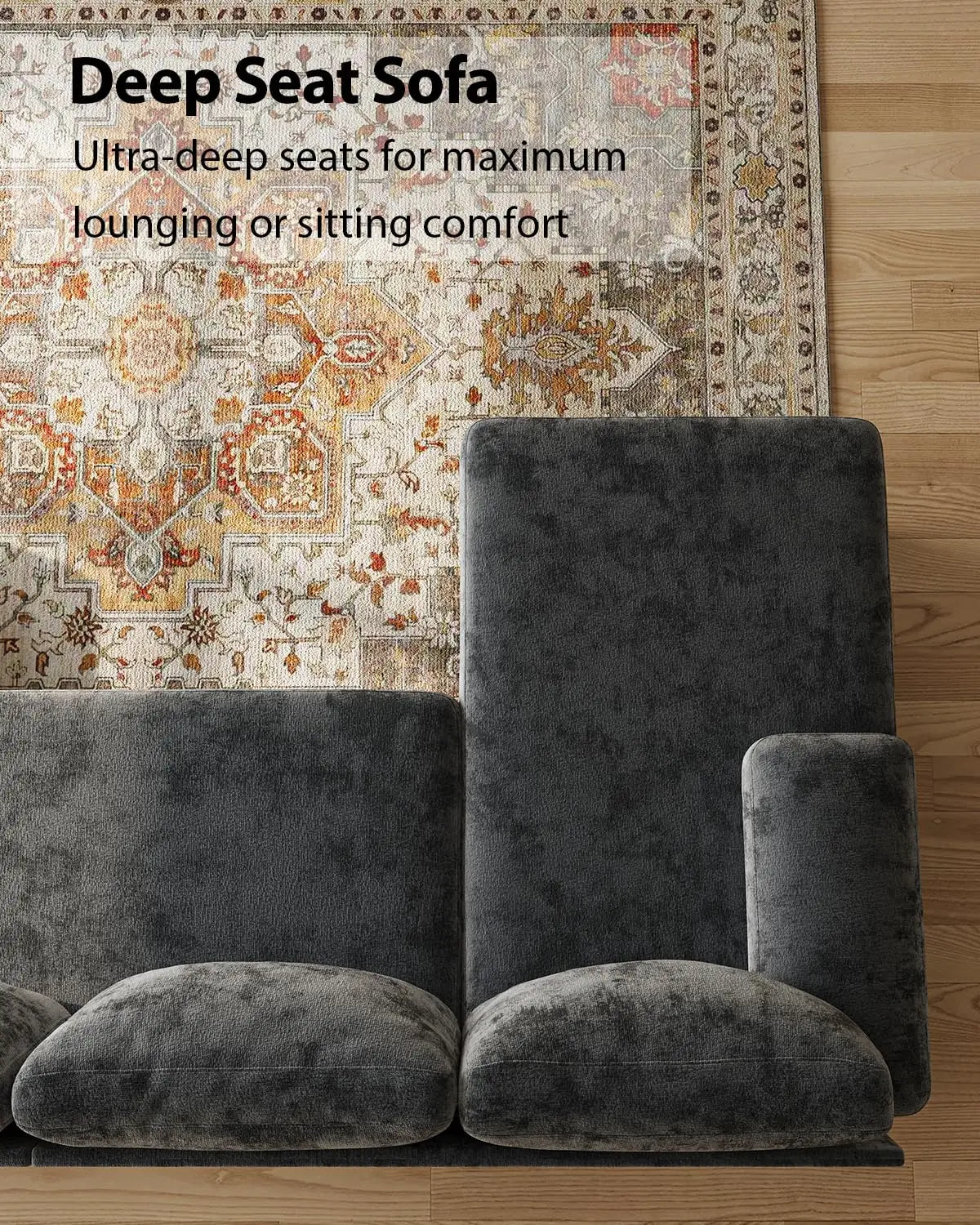U-Shaped Sectional Couch Double Chaise Chenille Upholstery 112in Modern Living Room Apartment, Customized