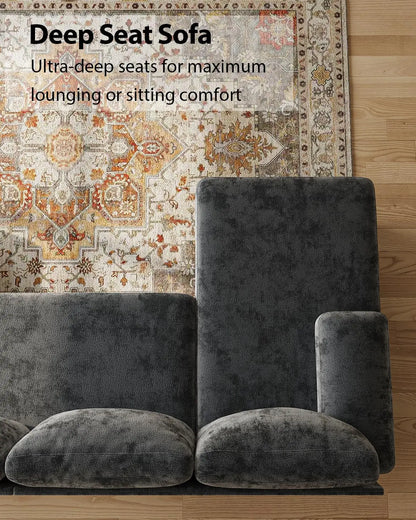 U-Shaped Sectional Couch Double Chaise Chenille Upholstery 112in Modern Living Room Apartment, Customized