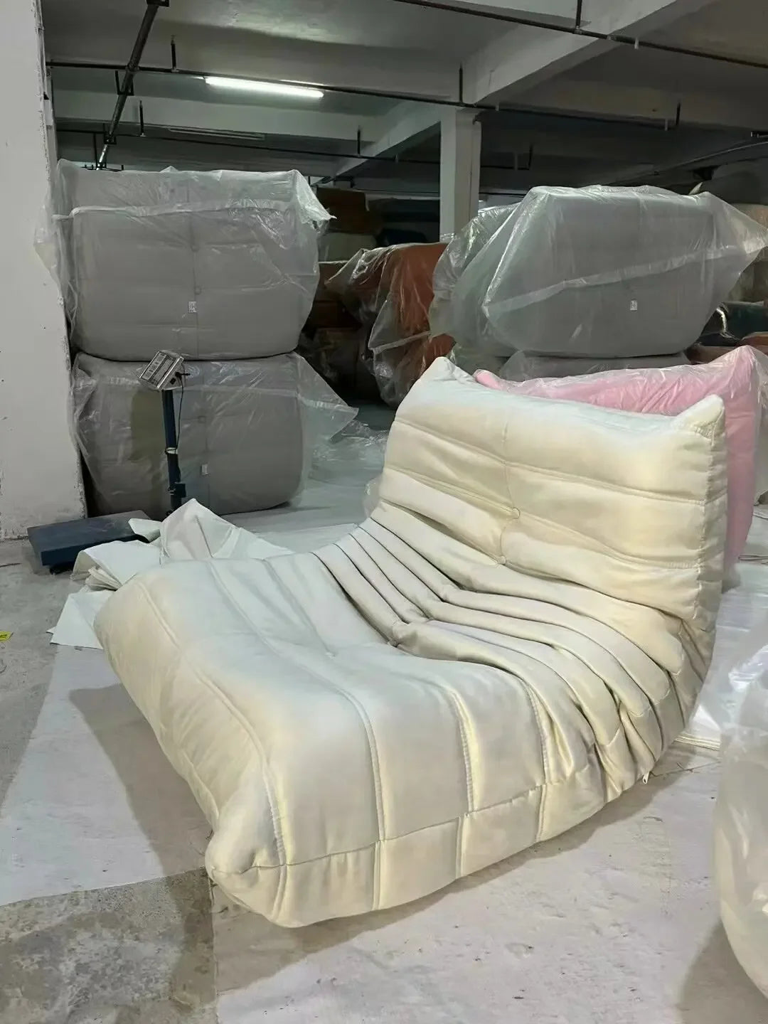 Togo caterpillar sofa balcony leisure bedroom living room reclining sleeping lazy sofa cream wind single recliner