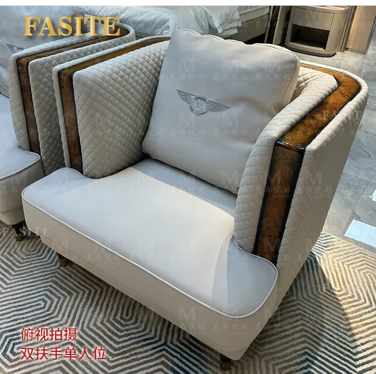 Italian light luxury leather sofa combination