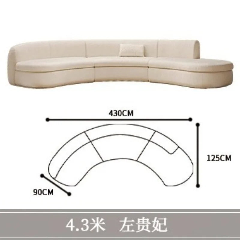 Curved sofa living room, light luxury, modern Internet celebrity hotel, beauty salon, lobby lounge area, reception of guests