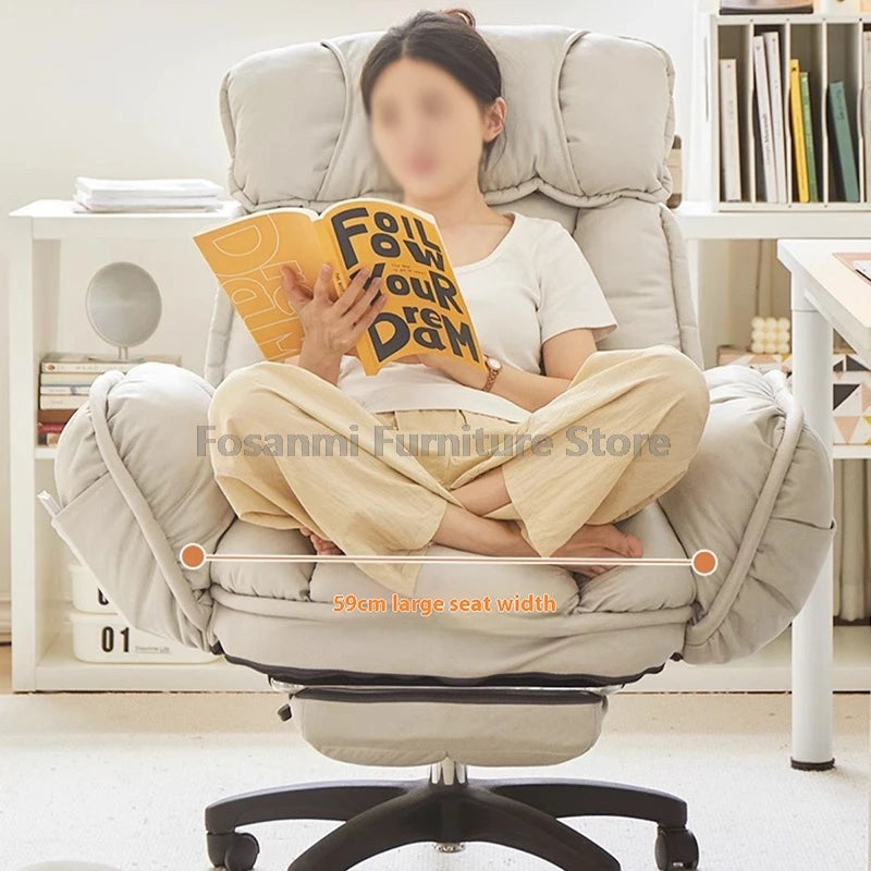 Comfort Soft Desk Chair with Adjustable Armrests Home Office Ergonomic Wide Seat Computer Chairs High-Back Gaming Recliner Chair