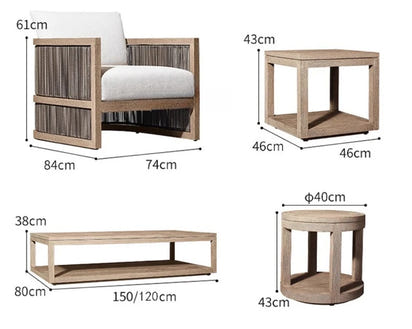 Outdoor villa courtyard sofa high-end teak sofa furniture combination hotel homestay waterproof