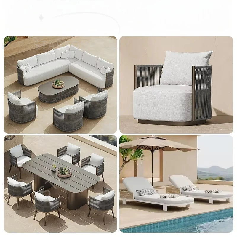 Outdoor furniture set Hotel garden set Terrace furniture set L-shaped sofa Resort villa terrace Aluminum outdoor rope sofa