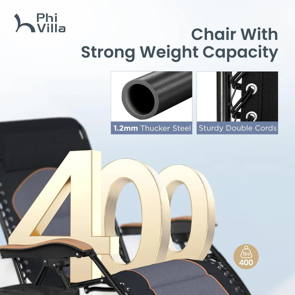 XXL Oversized Padded Zero Gravity Chair, Foldable Patio Recliner, 30