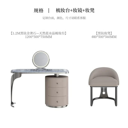 light luxury French luxury stone dresser chest cabinet integrated solid wood modern bedroom high-end makeup table