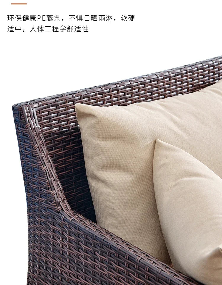Balcony outdoor combination Living room courtyard hand-woven rattan sofa Rattan chair simple leisure furniture Economically