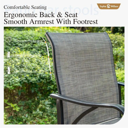 Outdoor Bar Stools Set of 2 with Swivel Function for Patio and Garden Tall High Top Bar Chairs with 300 lbs Weight Capacity Dur