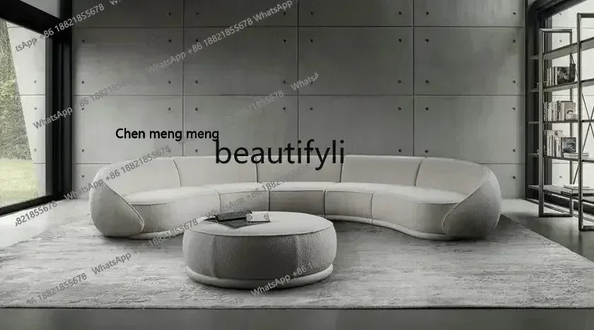 ss 8350  Italian Minimalist Modern Light Luxury Arc Semicircle Fabric French Sofa for Multi-User