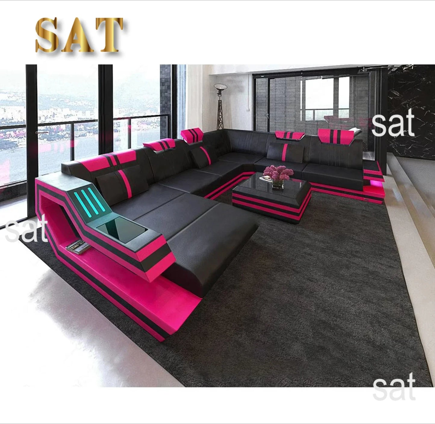 s#A Modern Space Capsule Style Sofa Cover Furniture Living Room Leather Electric Sofa