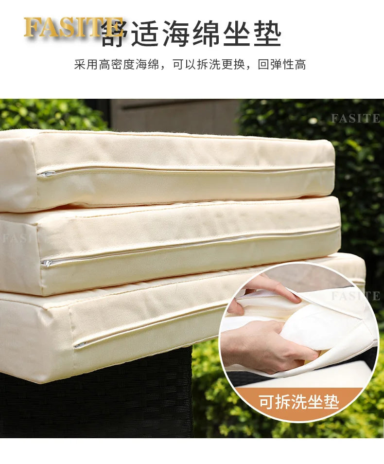 Outdoor rattan sofa combination U-shaped corner courtyard garden balcony hotel