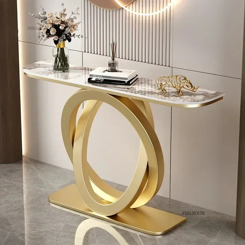 Luxury Iron Console Table Italian Semi-circular Entrance Cabinet Tables Home Furniture Creative Corridor Entryway Table