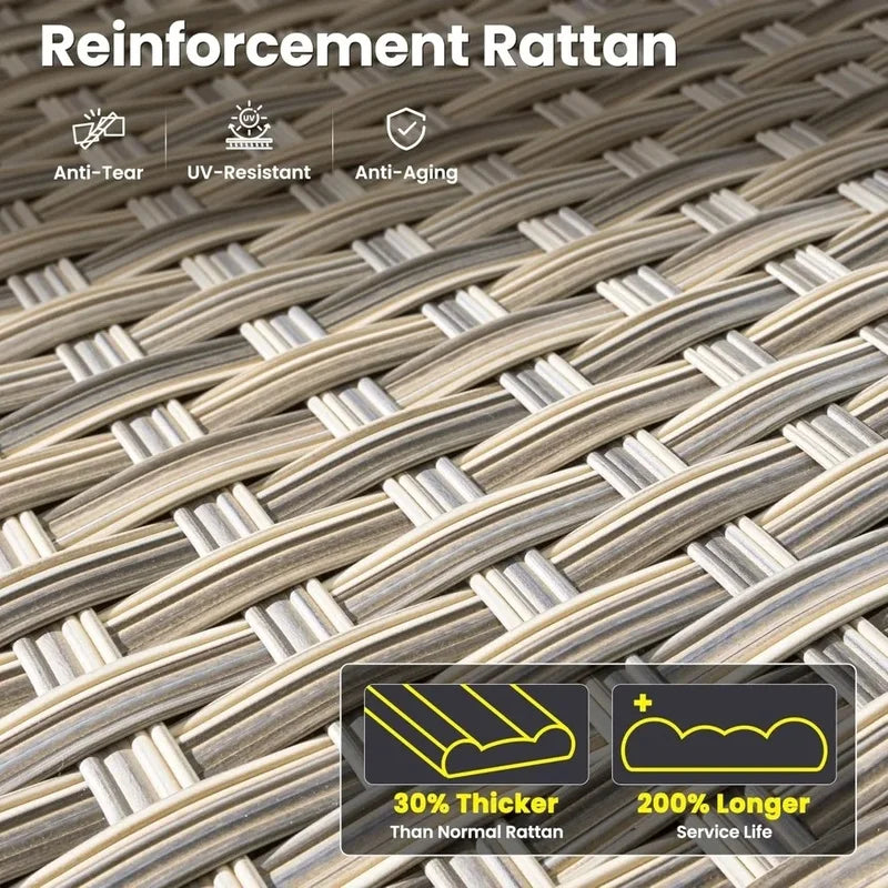 5 Pieces Outdoor Sectional Sofa Couch with Comfy Cushions Deep Seat, Modern Modular Wicker Rattan Conversation Set