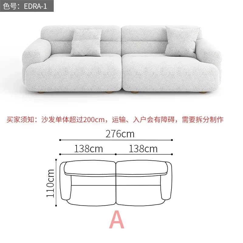 yA38 Minimalist new fan-shaped large flat-layer curved sofa custom left and right concubine lamb wool
