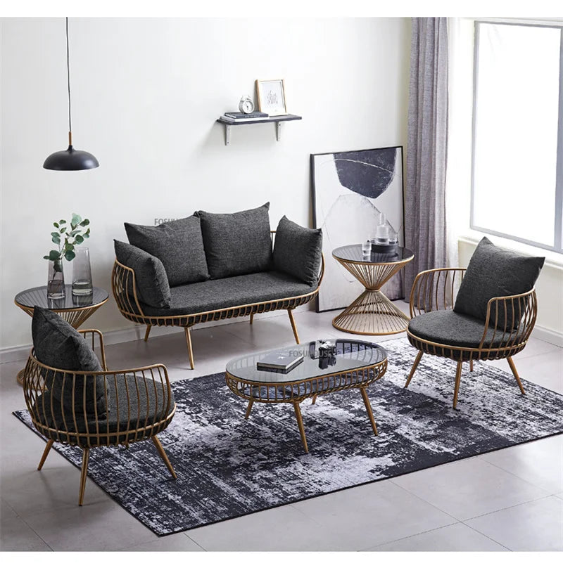 Living Room Furniture Bedroom Light Luxury Minimalist Single Sofa Chair Lounge Chair Nordic Wrought Iron Living Room Chairs