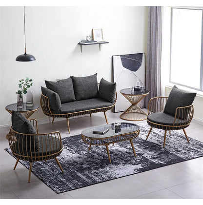 Living Room Furniture Bedroom Light Luxury Minimalist Single Sofa Chair Lounge Chair Nordic Wrought Iron Living Room Chairs