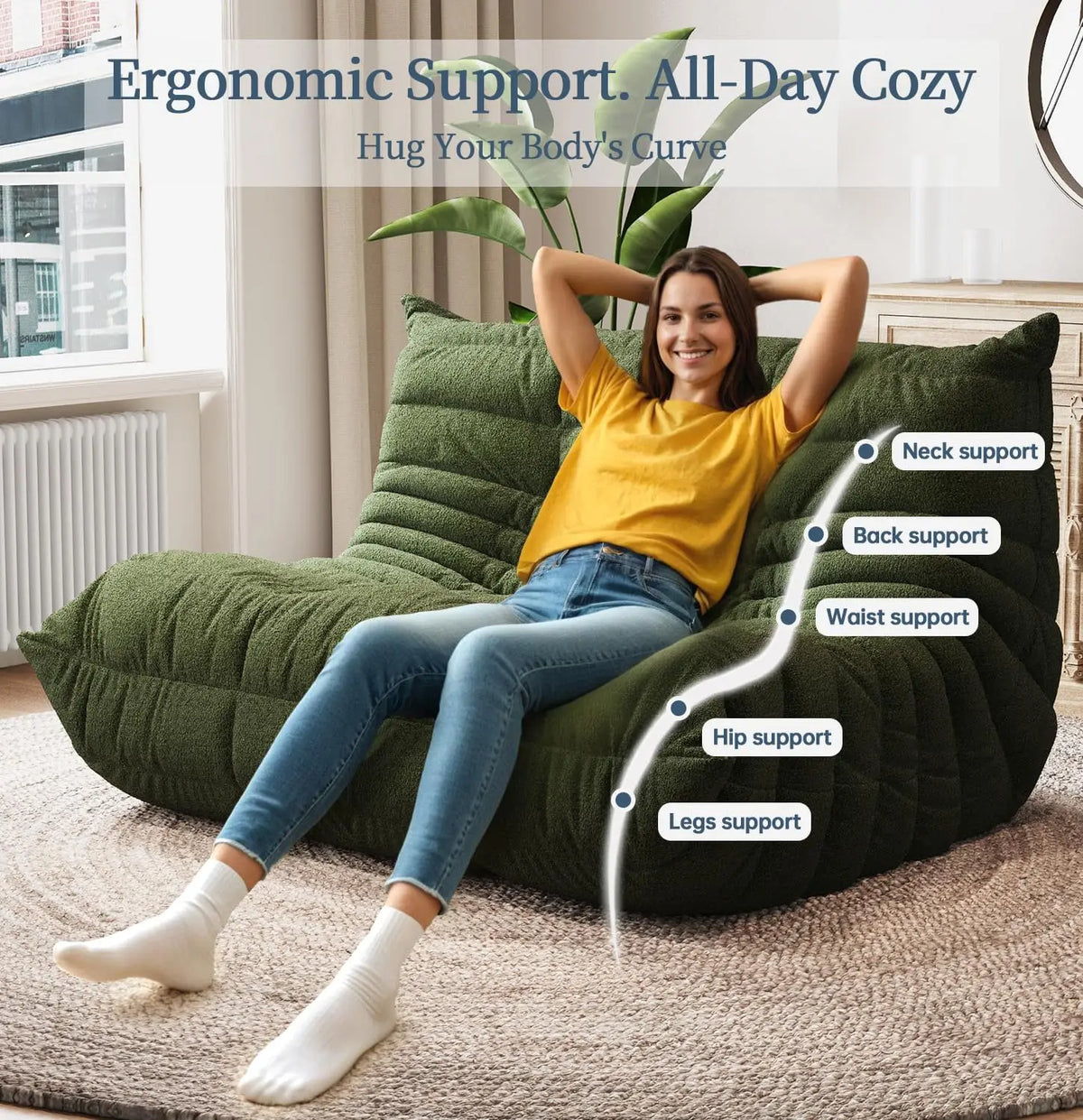 Bean Bag Chairs for Adults, Giant Bean Bag Chair Sofa with Memory Foam, Comfy Beanbag Loveseat Lazy Sofa for Living, Customized