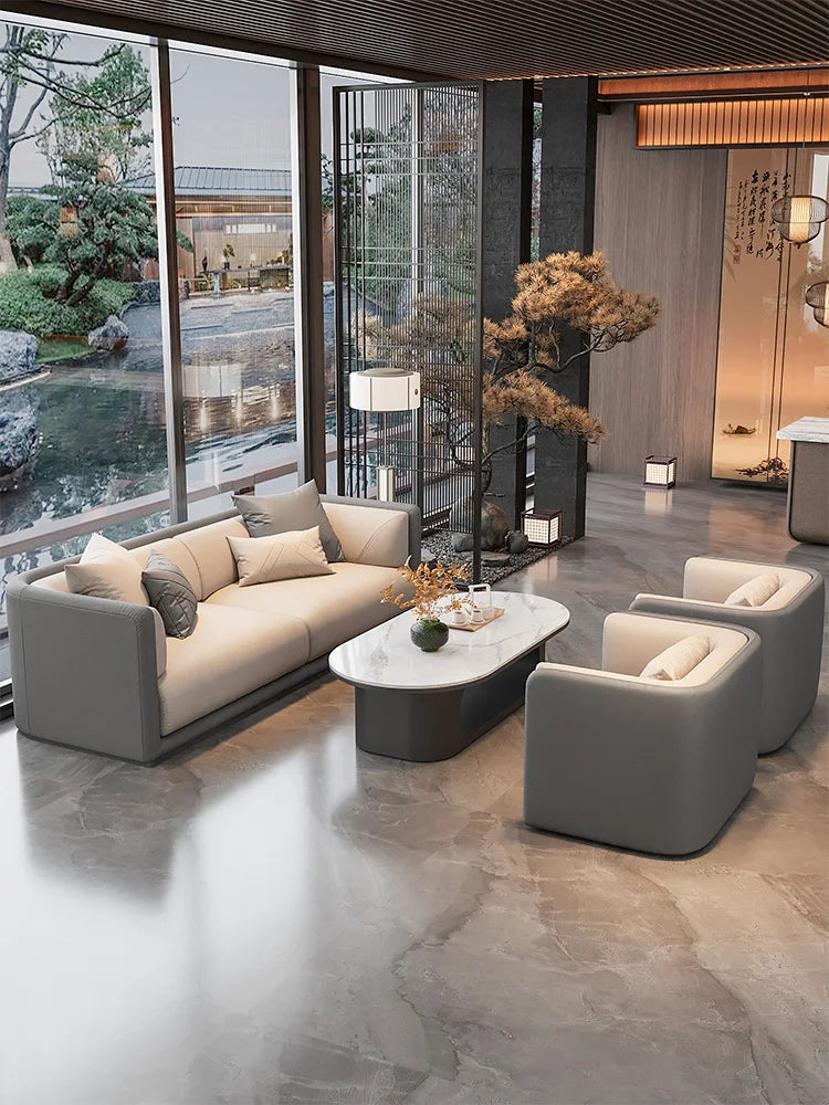 Nordic, light luxury, leisure, hotel, lobby, reception, sofa, combination