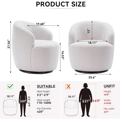 Swivel Barrel Chair, 360° Small Single Sofa Armchair Comfy Round Sofa Chair, Boucle Chairs Padded Armchair, Modern Rou