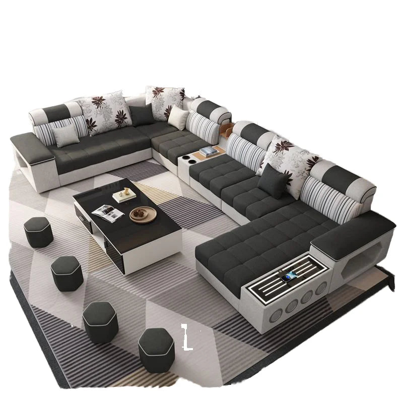 Modern 5 6 7 8-Seater Fabric Sofas Sectional Set for Living Room Hotel Furniture with Sponge Filling