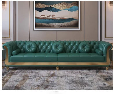 Luxury Nordic Style Living Room Furniture Sofas Sets With Button Tufted Nappa Leather 1-4 Seats Sofa for Home Hotel Apartment