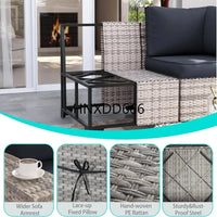 PatioLix Furniture Set 6-Piece Outdoor Wicker Sectional Sofa Conversation with Thickened