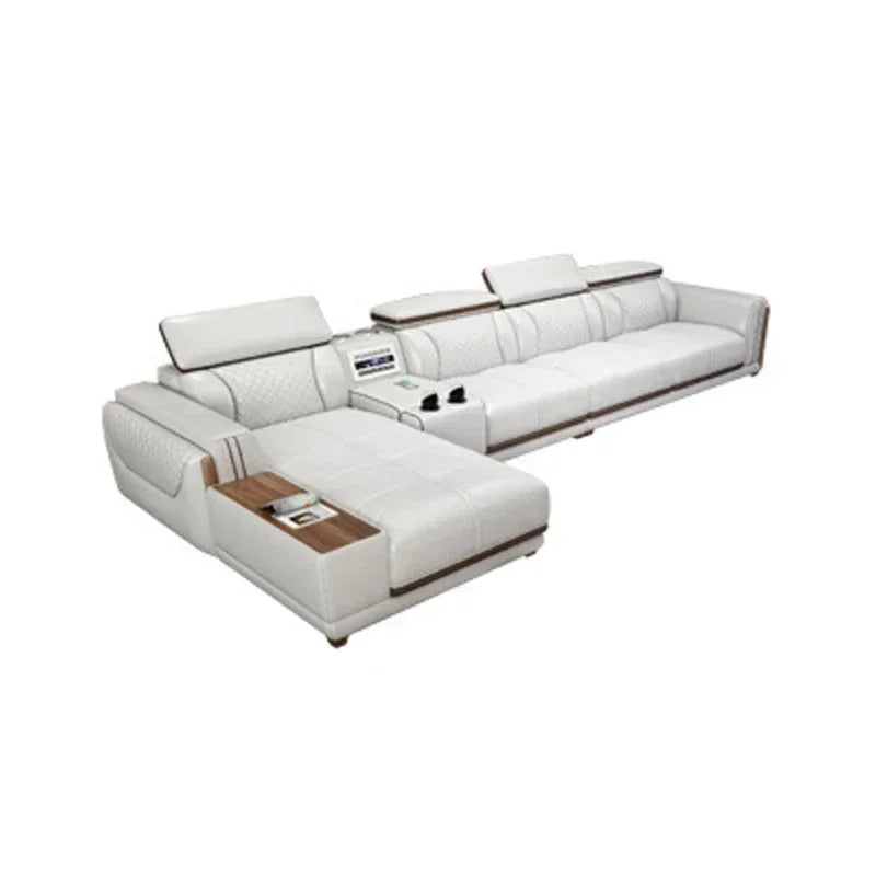 Italian leather sofa set, living room furniture, leather sofa with air purifier and Bluetooth speaker, Modernos Para Sala large
