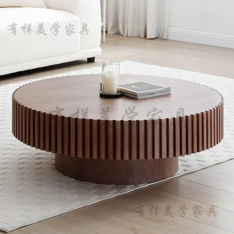 Small Apartment Living Room Solid Wood Coffee Table Gear Round Coffee Table Nordic Original Designer Bed And Breakfast
