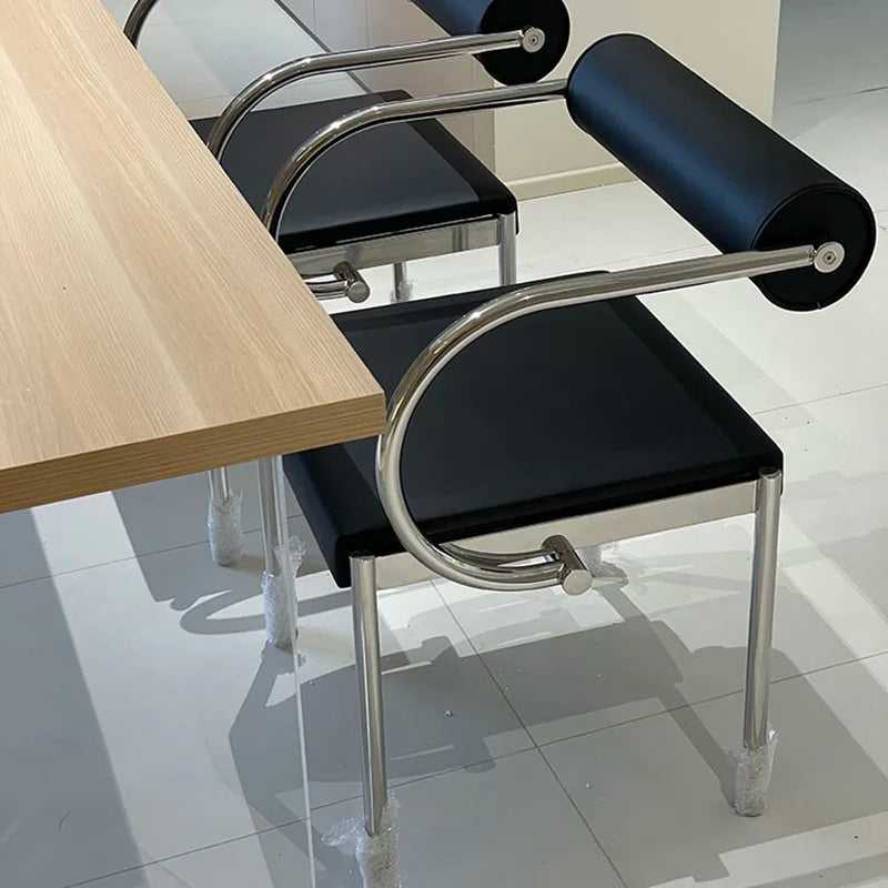 Mid-Century Designer Chair Industrial Metal Dining Seat Bedroom Vanity Stool with Backrest Stainless Steel Office Chair for Home