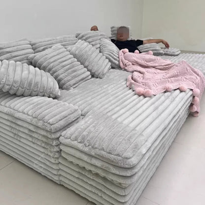 Modern Compression-Sealed Vacuum Pack Memory Foam Sofa Bed Boneless Frameless Sleek Living Room Sleeper with Fabric Material