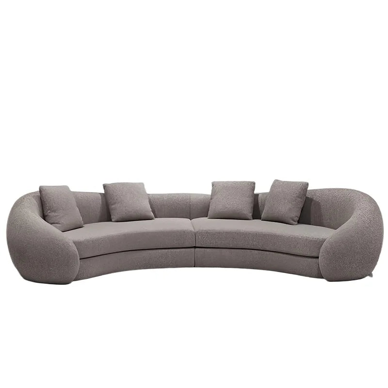 Simple cream living room sofa special-shaped semi-circular moon cashmere fabric sponge filling set