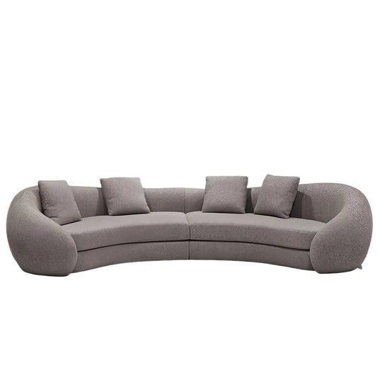 Simple cream living room sofa special-shaped semi-circular moon cashmere fabric sponge filling set