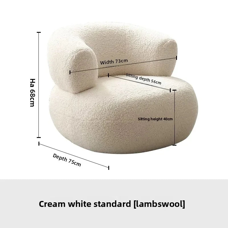 Nordic Designer Fabric Living Room Chairs Leisure Backrest Armchairs Bedroom Lambswool Luxury Single Sofa for Home Furniture