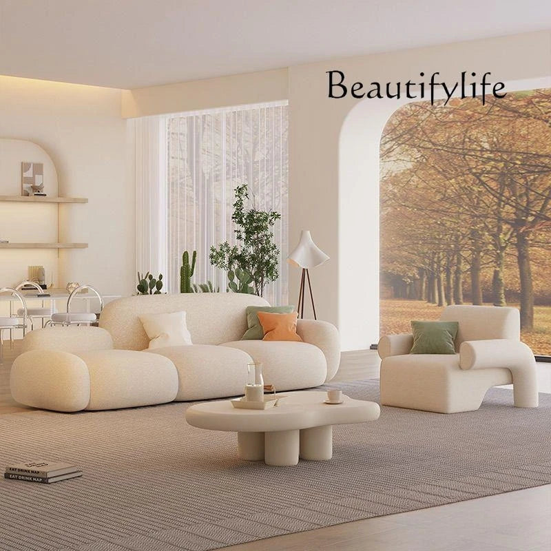 Living room simple modern cream style rental house fabric sofa straight row light luxury bedroom cloud sofa