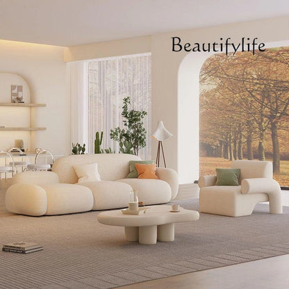 Living room simple modern cream style rental house fabric sofa straight row light luxury bedroom cloud sofa