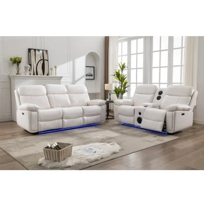 Modern simple electric reclining leather sofa set, multi-functional and retractable