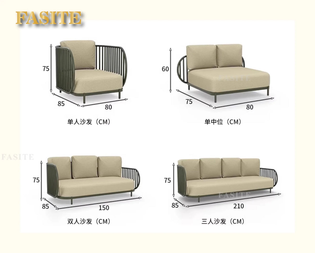 Outdoor sofa combination outdoor courtyard open-air villa living room hotel famous club rattan sofa