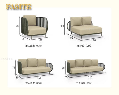 Outdoor sofa combination outdoor courtyard open-air villa living room hotel famous club rattan sofa