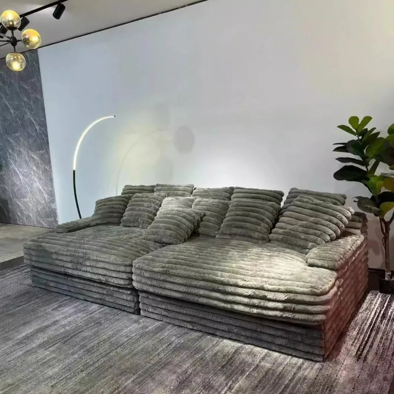 Gray Designer Vacuum Compressed Sofa Minimalist Corduroy Lounge Vacuum Compressed Sofa Nordic Couch Wohnzimmer Furniture Home