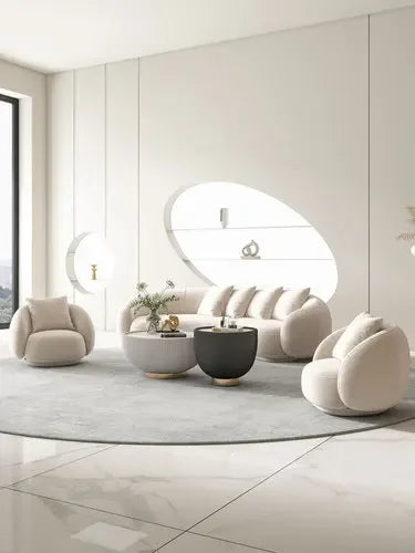 Nordic fabric sofa living room modern simple small apartment light luxury arc creative technology cloth