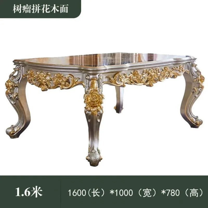 CL combination dining table and chairs all solid wood flower dining table villa restaurant household rectangular dining table