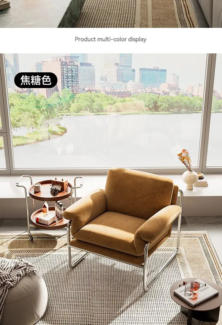 Bauhaus Antique Style Stainless Steel Designer Sofa Chair Living Room Home Balcony Leisure Recliner Negotiation Chair